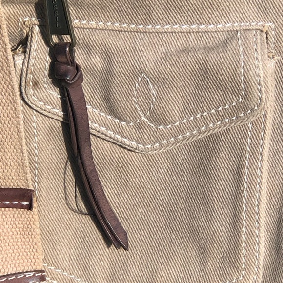 #Vintage Fossil Khaki #Canvas Messenger Bag with Floral & Khaki Interior - Picture 5 of 16